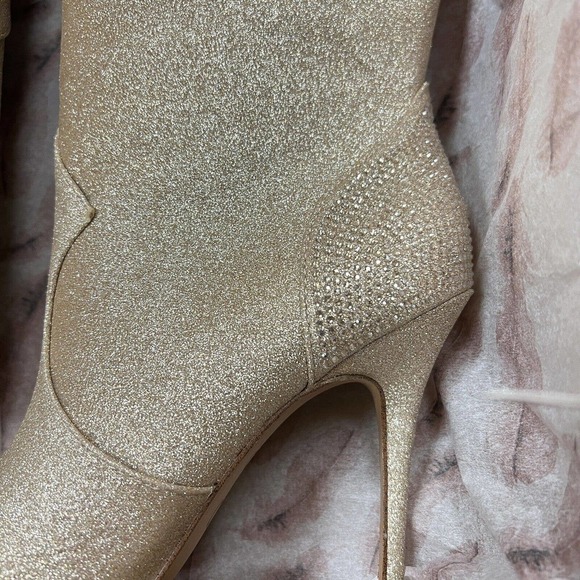 Jessica Simpson Cicee Stiletto Western Boots Champagne Micro Flash Sz 7 Sparkle - Picture 6 of 8